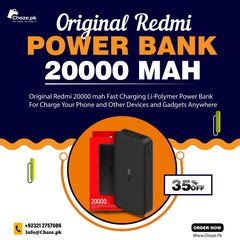 Original Redmi 20000 mah Fast Charging Li-Polymer Power Bank For Charge Your Phone and Other Devices and Gadgets Anywhere