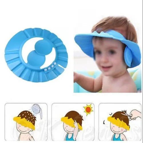 (Pack of 3) Washing Guard Bath Shield Visor Hat Eyes and Ears Head Protection Bath Shampoo Hat Waterproof Shower Cap for Kids Toddler