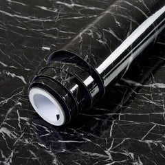 Black Wall Paper Waterproof Heat Resistant Self Adhesive Anti Oil Kitchen Wallpaper Marble Sheet