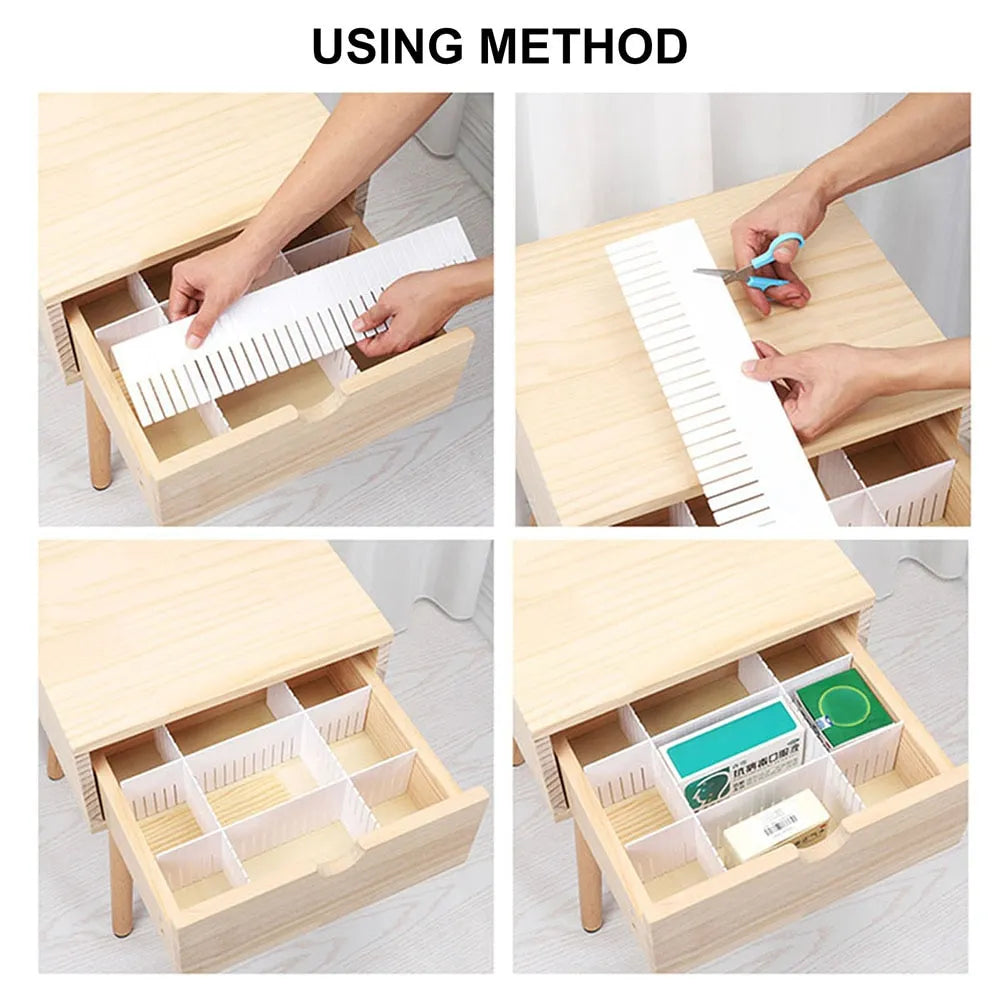 Adjustable Drawer Separator & Plastic DIY Divider Clapboard Organizer