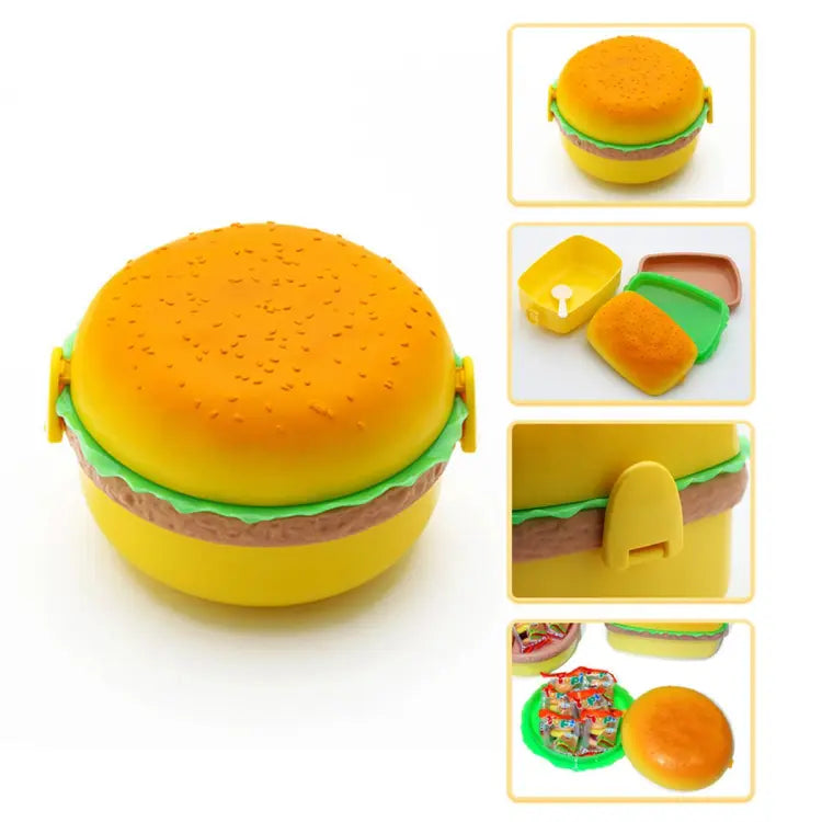 Burger Shape Leak Proof Plastic Lunch Box for Kids