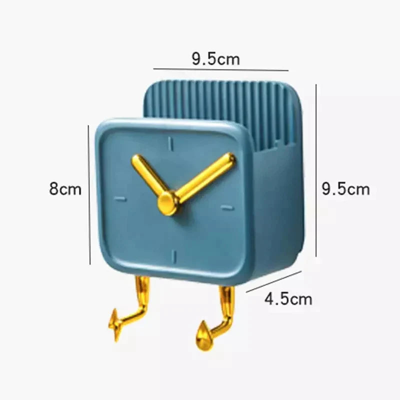 (Pack of 2) Creative Clock Wall Hanging Storage Box with Hook Kitchen & Bathroom Bedside and Organizer Shelf Mobile Phone Holder