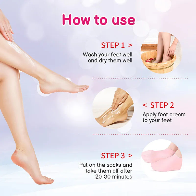 Buy 1 Pair Get 1 Pair Free Offer 4 Pcs Silicone Moisturizing Socks for Foot Care