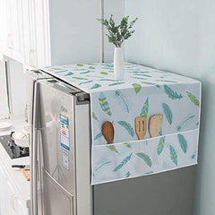 (Pack of 2) Anti-Dust Waterproof Refrigerator Fridge Cover with Double Storage Pockets