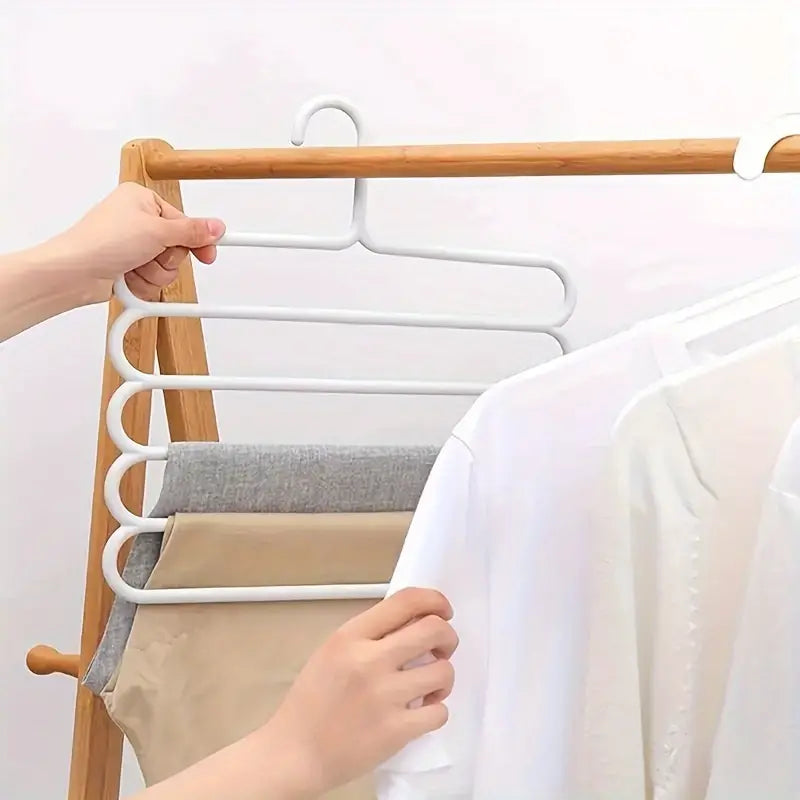 Buy 1 Get 5 Free Offer 5-layer Space-Saving Hangers with Anti-Slip and Adjustable Plastic 6 Pcs