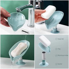 Buy 2 Get 3 Free (5 Pcs) Hydraulic Soap Holder Dish in Leaf Shape for Liquid Draining