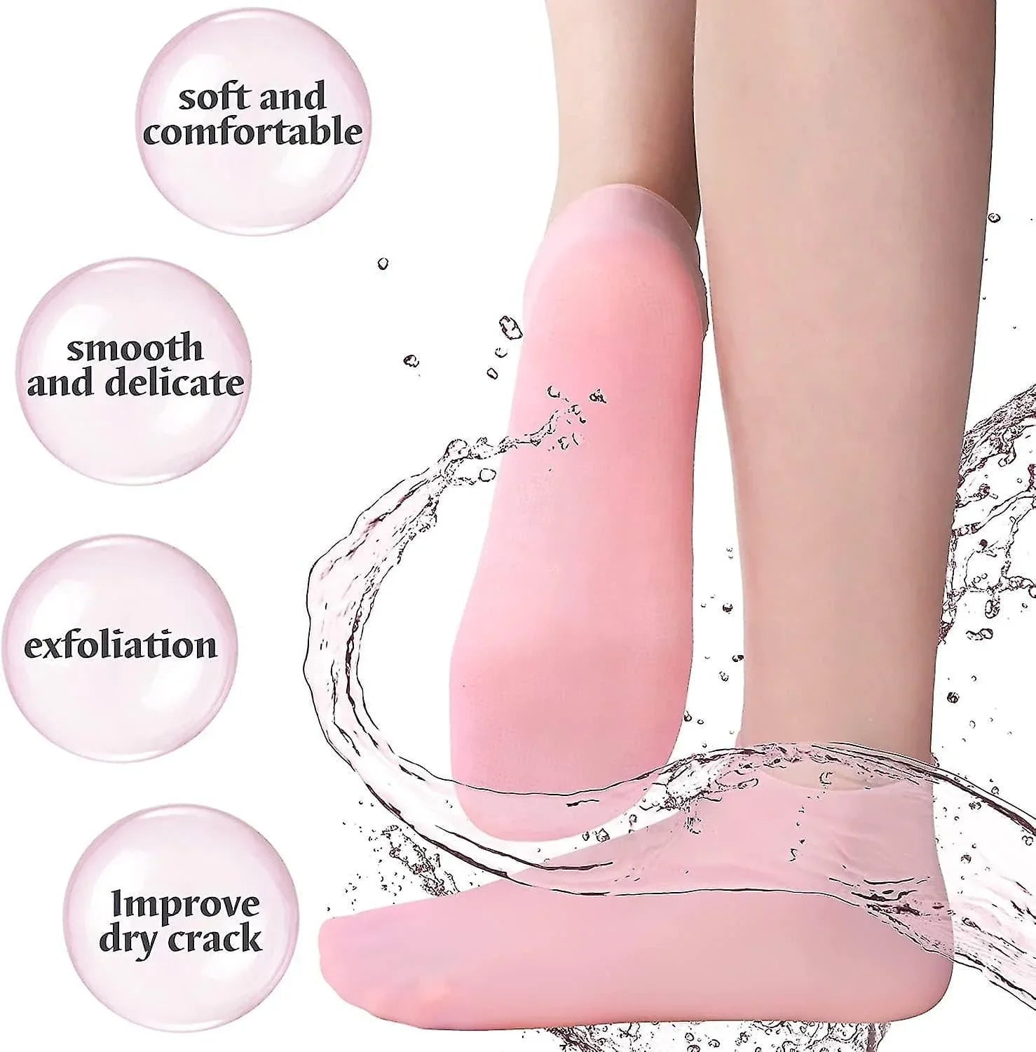 Anti Slip Silicone Moisturizing Socks for Repairing Dry Feet, Cracked Heels and Softening Rough Skin