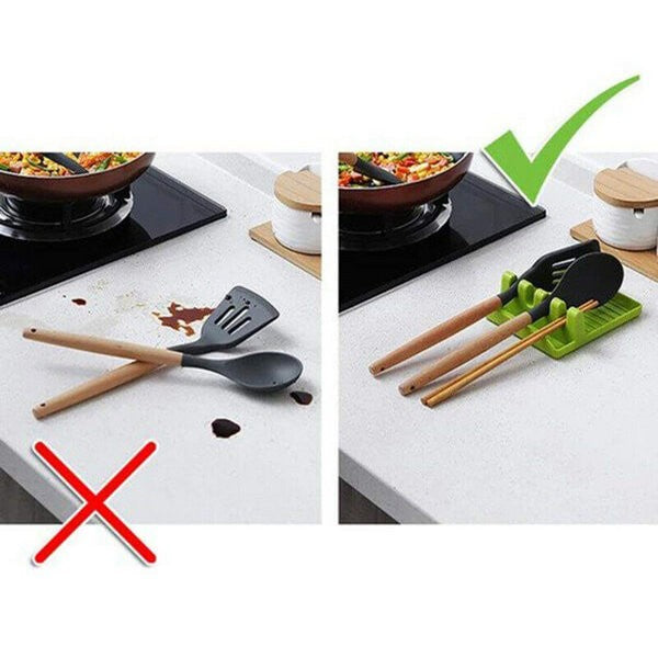 (Pack of 4) Premium Utensil And Spoon Rest with Deep Drip Pad And Pot Lid Holder