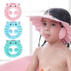 (Pack of 3) Washing Guard Bath Shield Visor Hat Eyes and Ears Head Protection Bath Shampoo Hat Waterproof Shower Cap for Kids Toddler